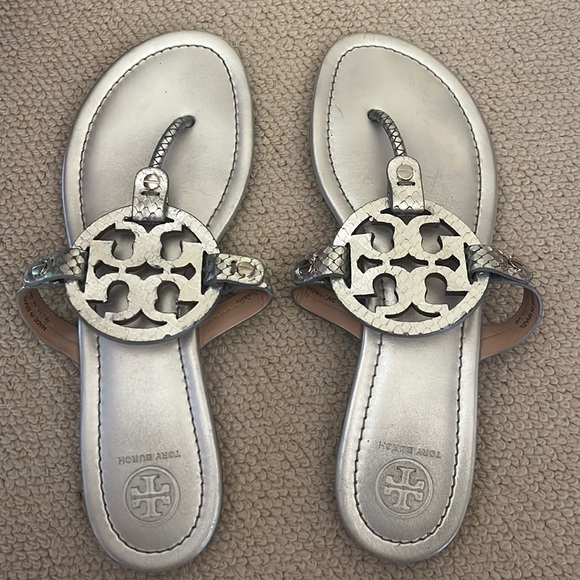 Tory Burch Silver Flat sandals - Picture 1 of 2